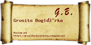 Grosits Boglárka névjegykártya